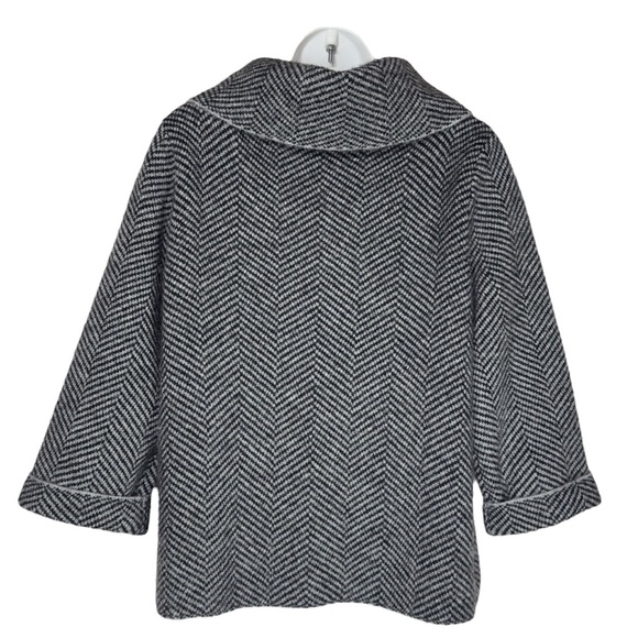 Kenar Black White Herringbone Wool Blend Jacket Large - Picture 3 of 11